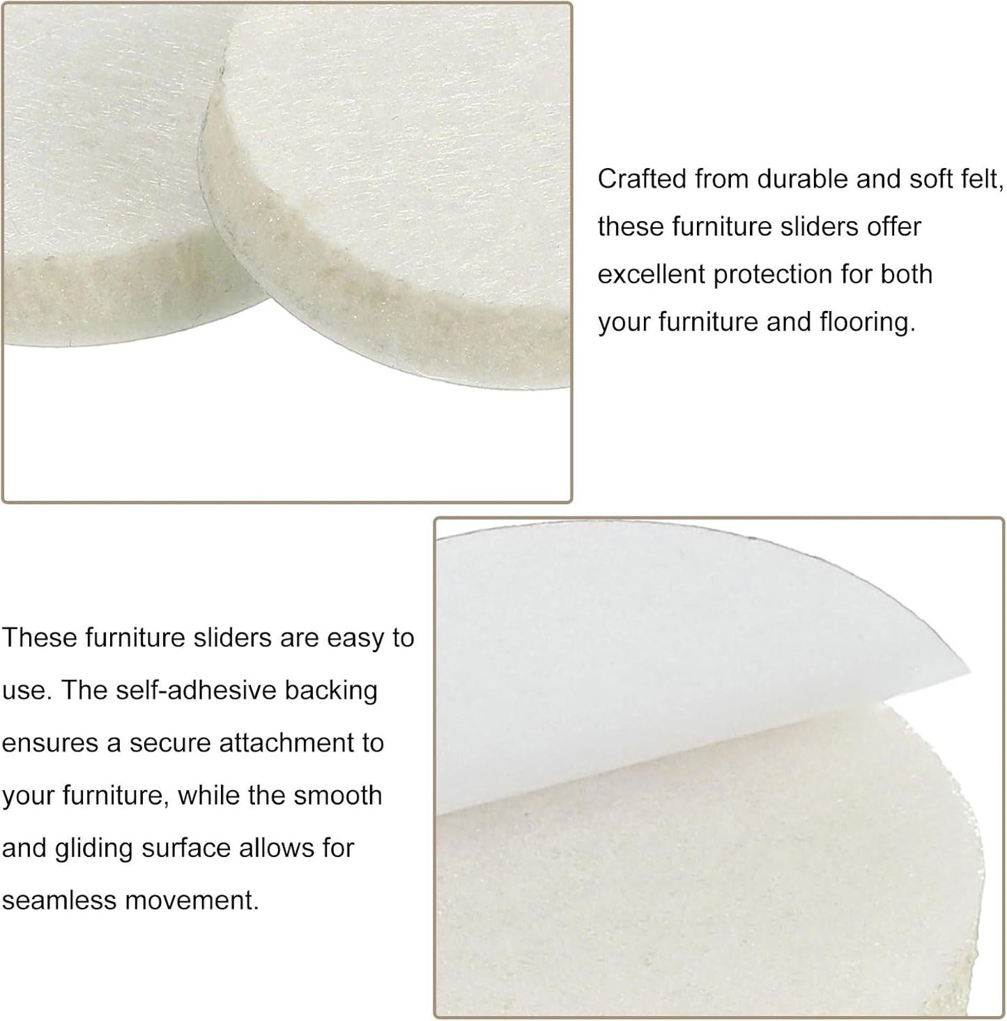 uxcell Furniture Pads, 50Pcs 1.25" - Round Self Adhesive Felt Furniture Pads, Floor Protectors for Furniture Feet Chairs Legs Hardwood Floors (Beige)