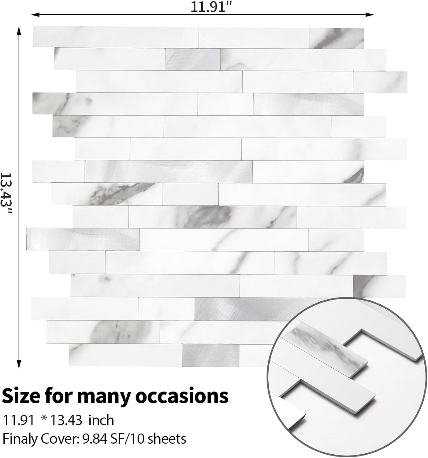 Yipscazo 2026 New Upgrade 11.34" X 11.57" Peel and Stick Backsplash, Stick on Backsplash Tiles for Kitchen, Bathroom, Fireplace (10 Sheets, Beige Rocks + Rose Gold)