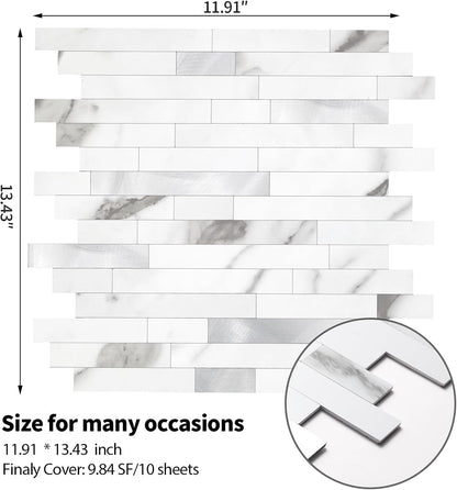 Yipscazo 2026 New Upgrade 11.34" X 11.57" Peel and Stick Backsplash, Stick on Backsplash Tiles for Kitchen, Bathroom, Fireplace (10 Sheets, Beige Rocks + Rose Gold)