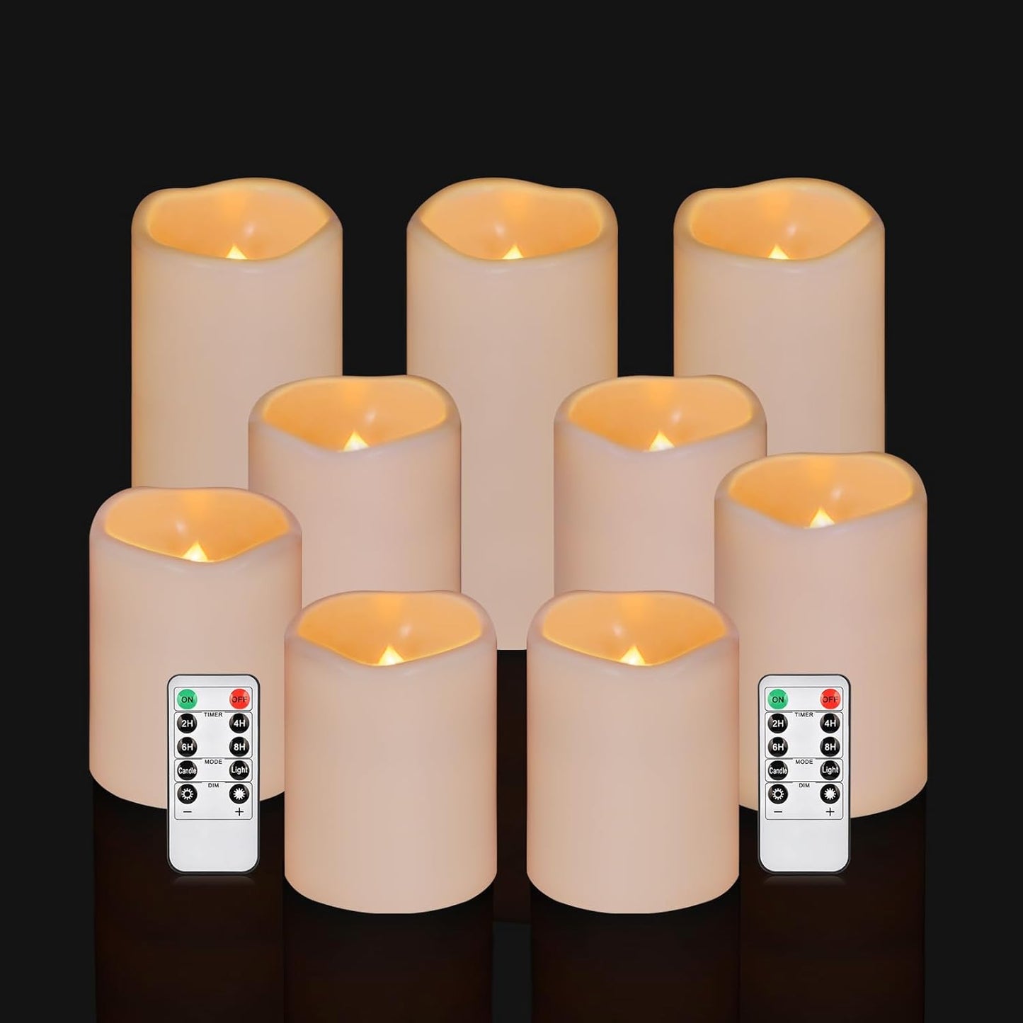 Flameless Candles 4" 5" 6" Set of 3 Ivory Outdoor Indoor Pillars 3" Diameter Battery Operated Flickering Candles Include 10-Key Remote Timer Function 400+ Hours Requires 2 AA Batteries（3 Pack)