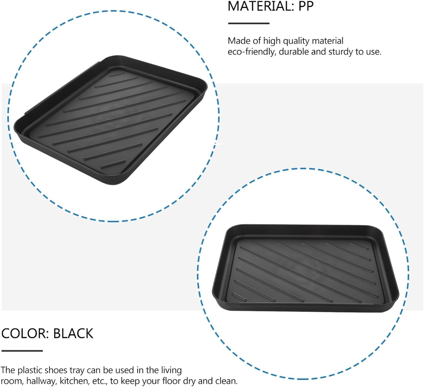 Alipis Multipurpose Shoe Tray 15.74X11.81X1.37 Inch Waterproof Plastic Boot Tray for Entryway Car Trunk Floor Protection and Pet Feeding Area