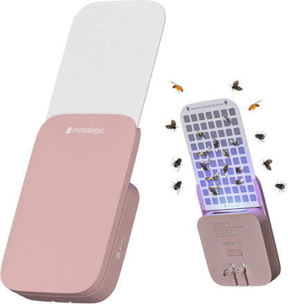 Mosalogic Fruit Fly Traps for House Use Gnat Trap Flying Insect Trapper Plug-in Mosquito Killer Indoor Gnat Moth Catcher Fly Tapper with Night Light UV Attractant Catcher for Home Office White-1PACK
