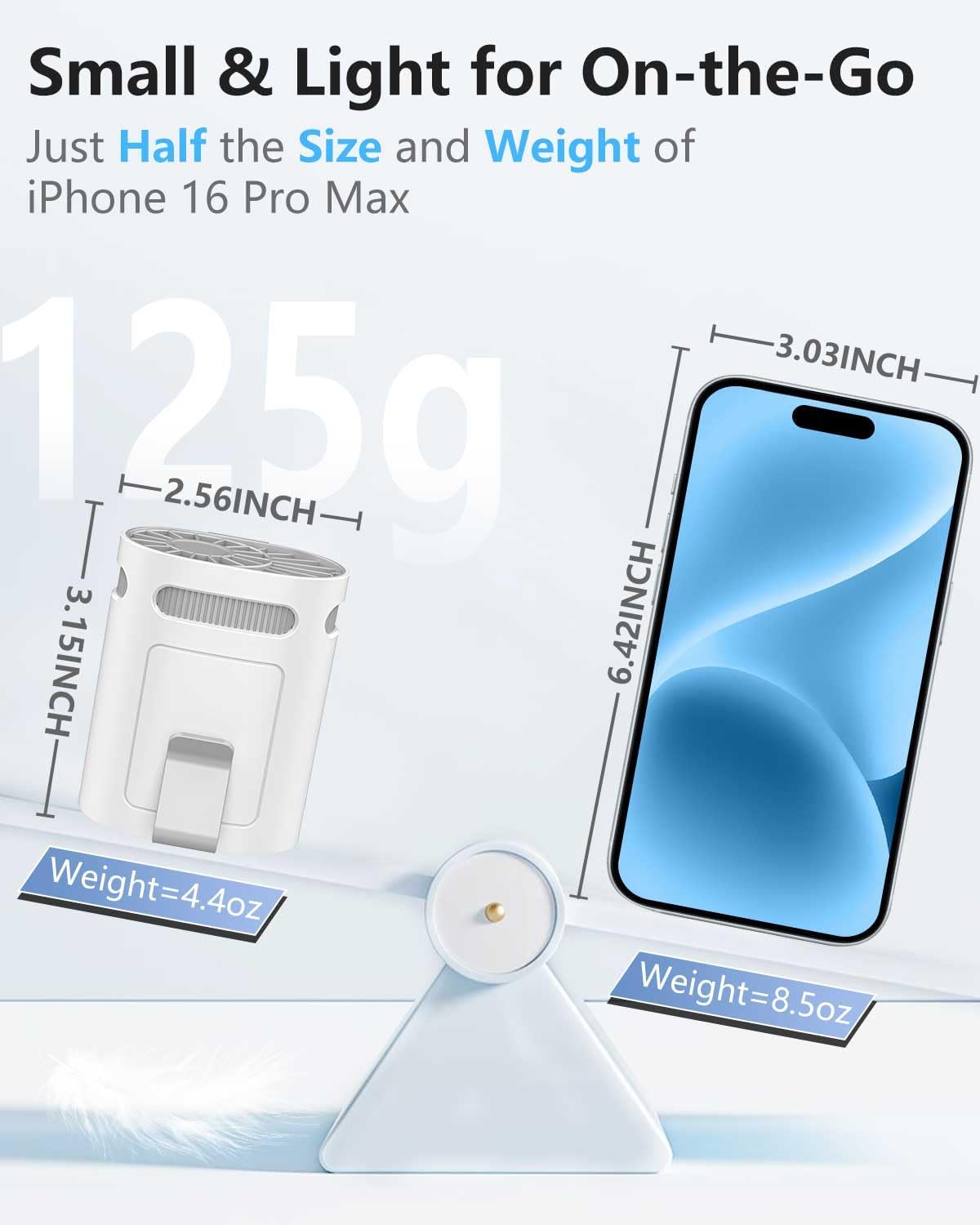 Waist Fan Clip on Cold Air-Mini Lightweight Portable Fan Rechargeable Battery Powered,Small Personal Wearable Shirt Belt Hard Hat Hip Back Body Fans,Cooling Hanging Neck Cooler Ac for Men Women Kids