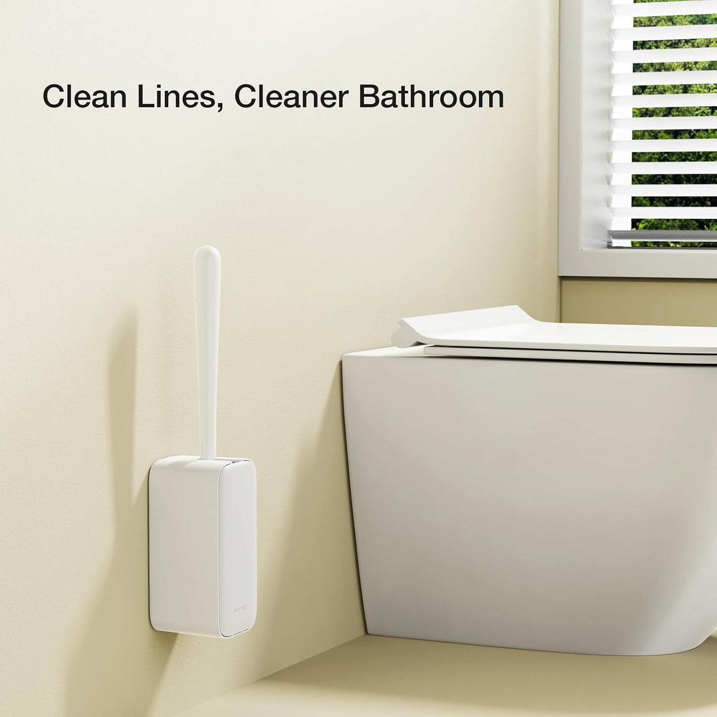 Toilet Cleaner Brush, Diveotree Toilet Brush and Holder for Dead Corner Cleaning, Wall Mounted Toilet Bowl Brush for Bathroom Decor, Toilet Scrubber Brush for Home/Hotel (White, 1pack)