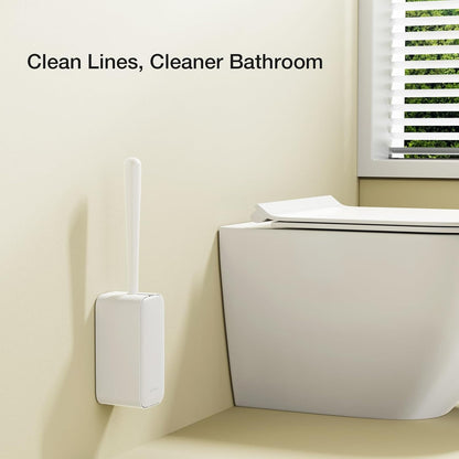 Toilet Cleaner Brush, Diveotree Toilet Brush and Holder for Dead Corner Cleaning, Wall Mounted Toilet Bowl Brush for Bathroom Decor, Toilet Scrubber Brush for Home/Hotel (White, 1pack)