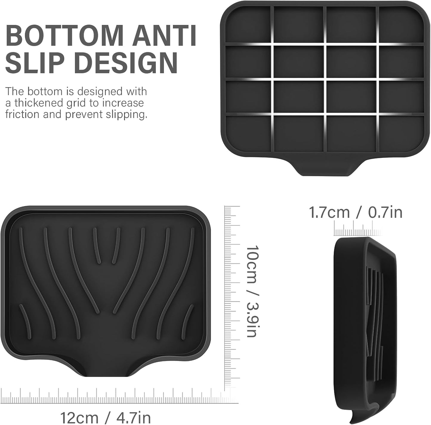 Silicone Soap Dish with Drain, SAISN Kitchen Soap Tray for Shower 2 Pack Self Draining Soap Dish Soft Bathroom Soap Holder for Kitchen Sink Flexible Portable Soap Saver, White