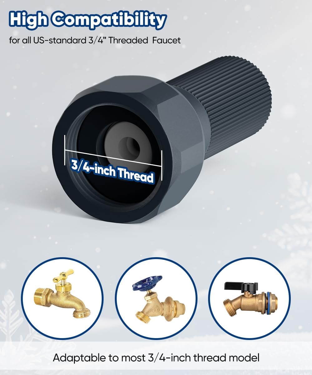 3/4-Inch Thread Faucet Freeze Protection Valve, Freeze Proof Faucet Cover for Outdoors, Winter Frost Proof Auto Temperature Control for Garden, Lawn & Yard Spigot, Grey, 2pcs