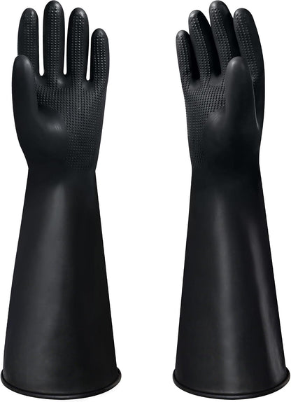 24" Chemical Resistant Glove, Reusable Heavy Duty Long Rubber Gloves, Long Waterproof Dishwashing Gloves, Industrial Safety Gloves for Men