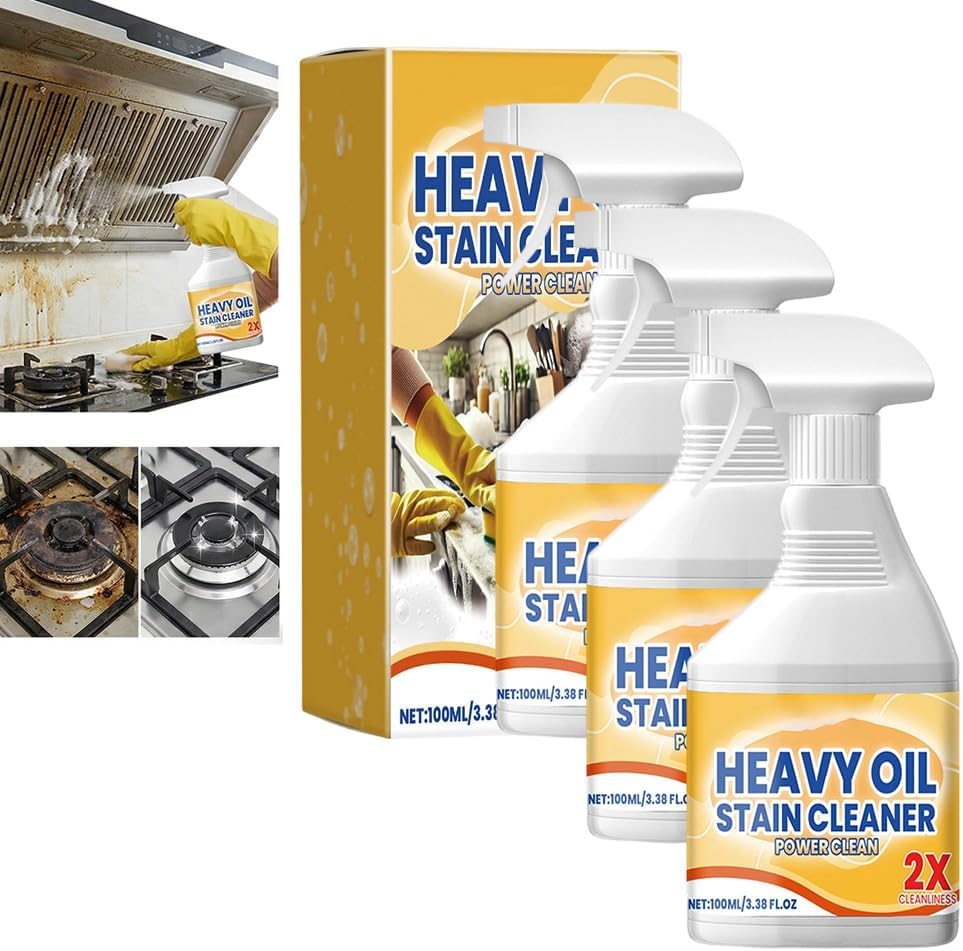 Kitchen Heavy Oil Cleaner, Heavy Duty Stove Top Cleaner & Oven Cleaner - Bio-Enzyme Degreaser for Range Hood Stove & Oven, Lemon Scent (1pcs 100ML)