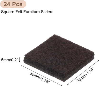 uxcell Furniture Pads, 24Pcs 1.5" - Square Self Adhesive Felt Furniture Pads, Floor Protectors for Furniture Feet Chairs Legs Hardwood Floors (Black)