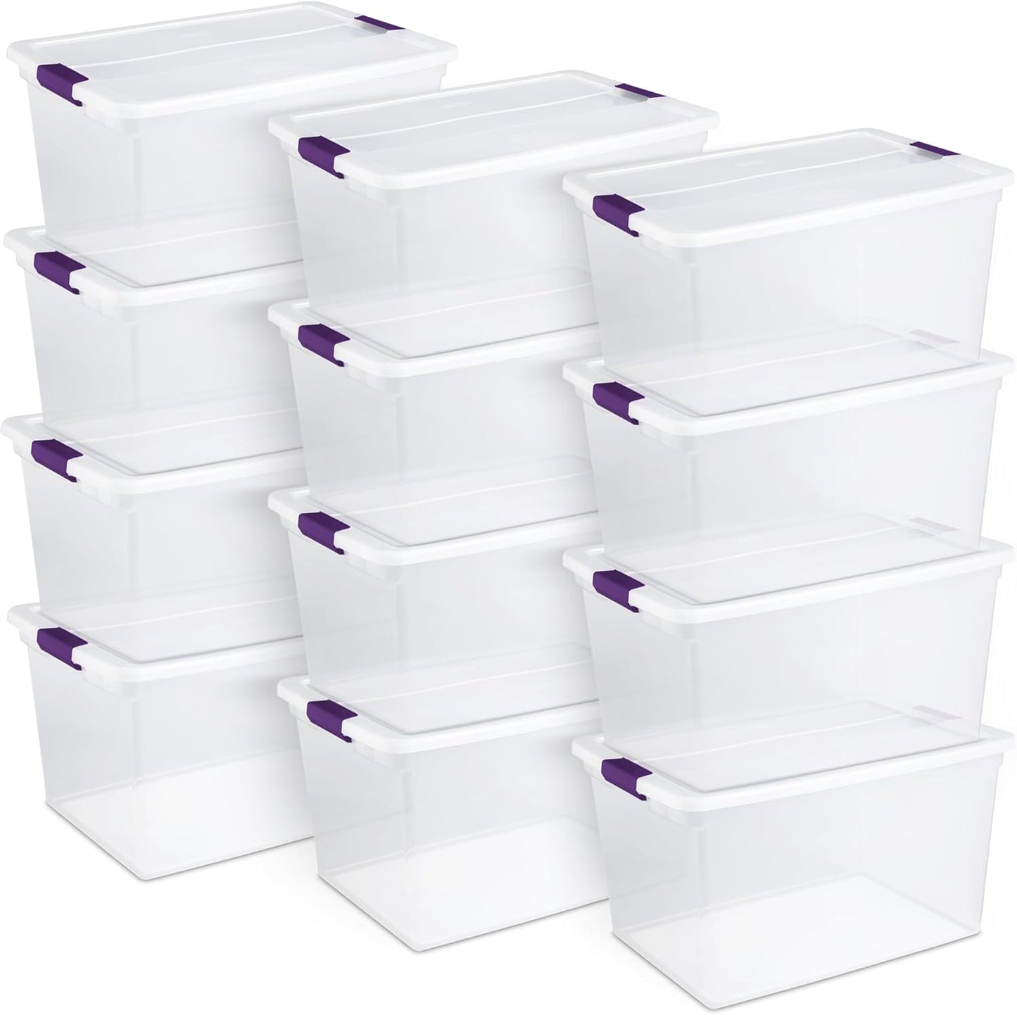 Sterilite 8-Pack 60 Quart ClearView Latch Box, Wheeled Underbed Organizer Bins with Latching Lids - Clear Plastic Organization Containers for Closet, Bedroom, Shelving Units and Everyday Home Storage