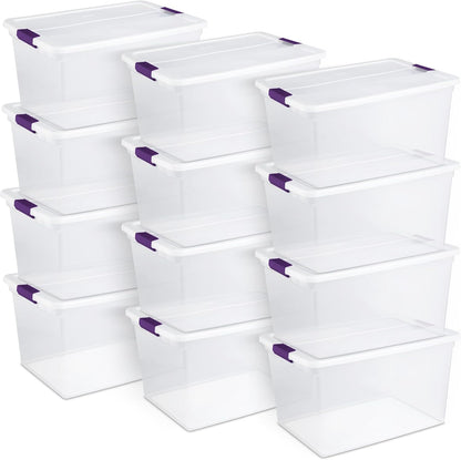 Sterilite 8-Pack 60 Quart ClearView Latch Box, Wheeled Underbed Organizer Bins with Latching Lids - Clear Plastic Organization Containers for Closet, Bedroom, Shelving Units and Everyday Home Storage