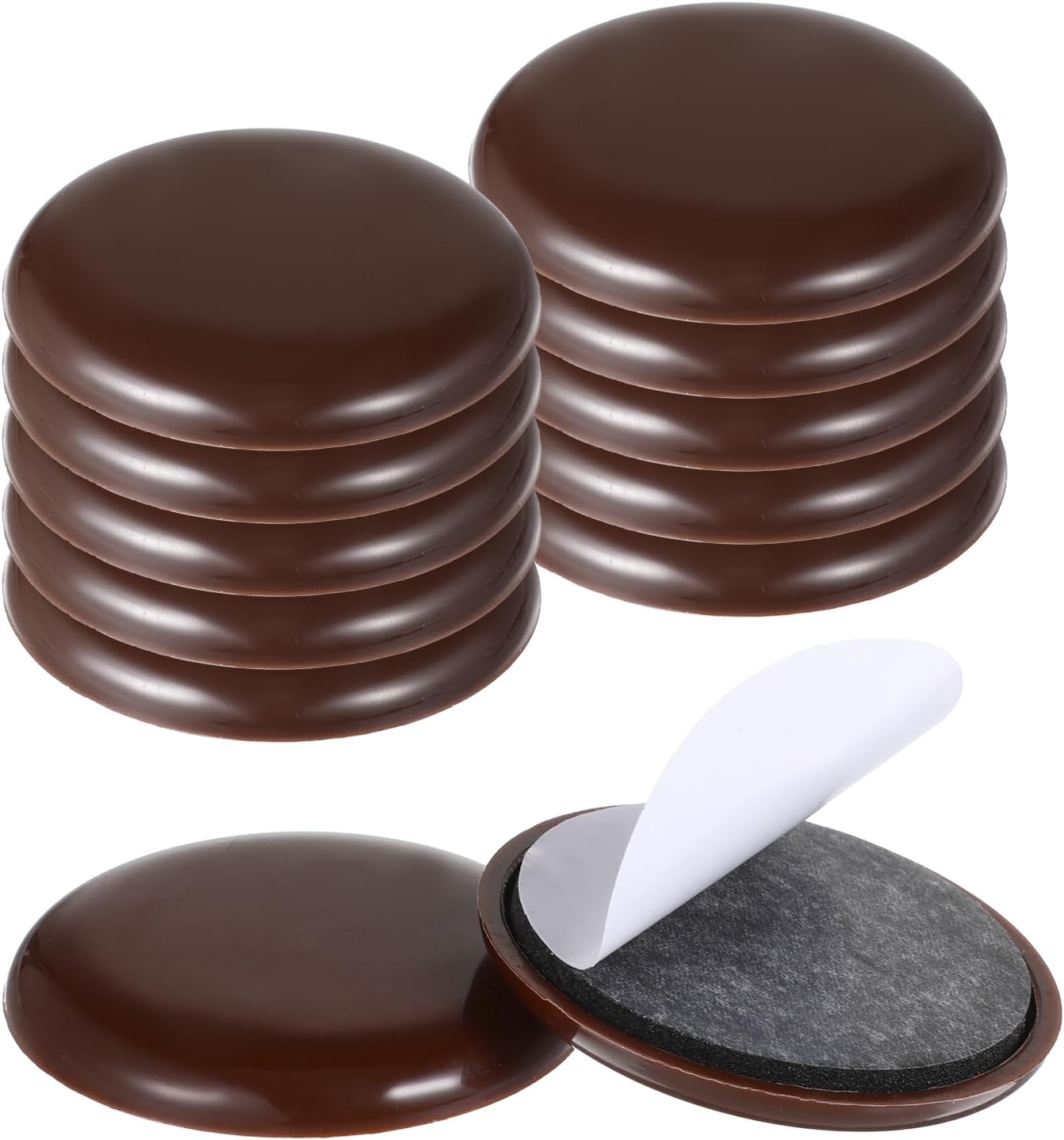 12Pcs Furniture Sliders for Carpeted Floors, 2-inch Stick Furniture Movers Self Adhesive Chair Gliders for Easy Moving on Carpet and Hardwood Floors(Coffee)