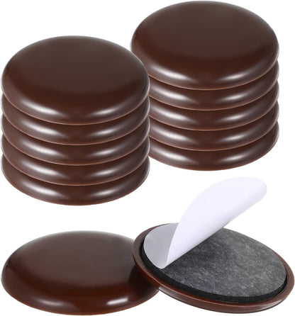 12Pcs Furniture Sliders for Carpeted Floors, 2-inch Stick Furniture Movers Self Adhesive Chair Gliders for Easy Moving on Carpet and Hardwood Floors(Coffee)