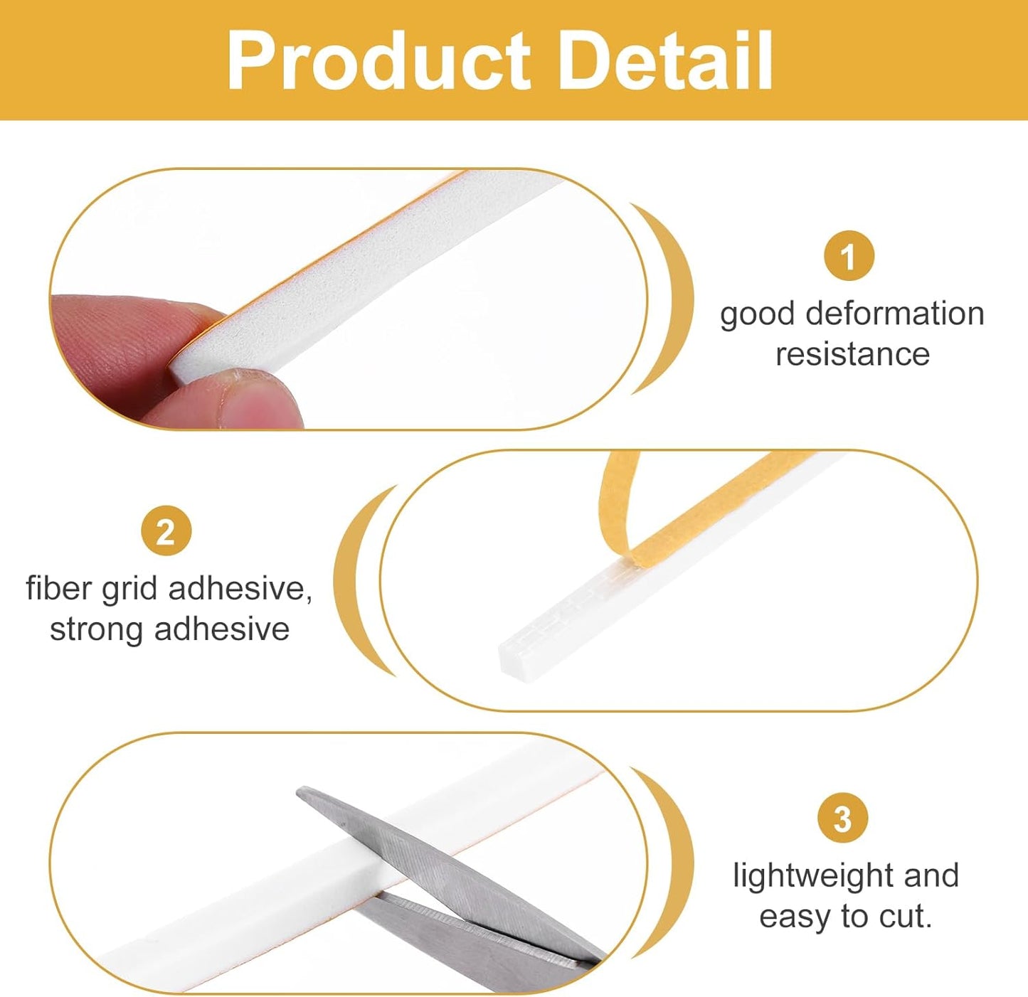 MECCANIXITY Weather Door Seal Strip Tape, Door Insulation Stripping Single Side Strong Self Adhesive Foam Tape Gap Filler for Door, Window, 1/4 Inch x 1/16 Inch x 32 Feet White 2 Pack