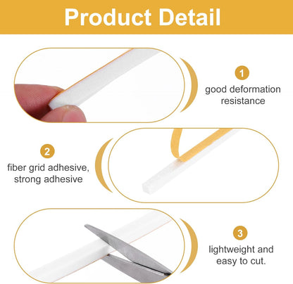 MECCANIXITY Weather Door Seal Strip Tape, Door Insulation Stripping Single Side Strong Self Adhesive Foam Tape Gap Filler for Door, Window, 1/4 Inch x 1/16 Inch x 32 Feet White 2 Pack