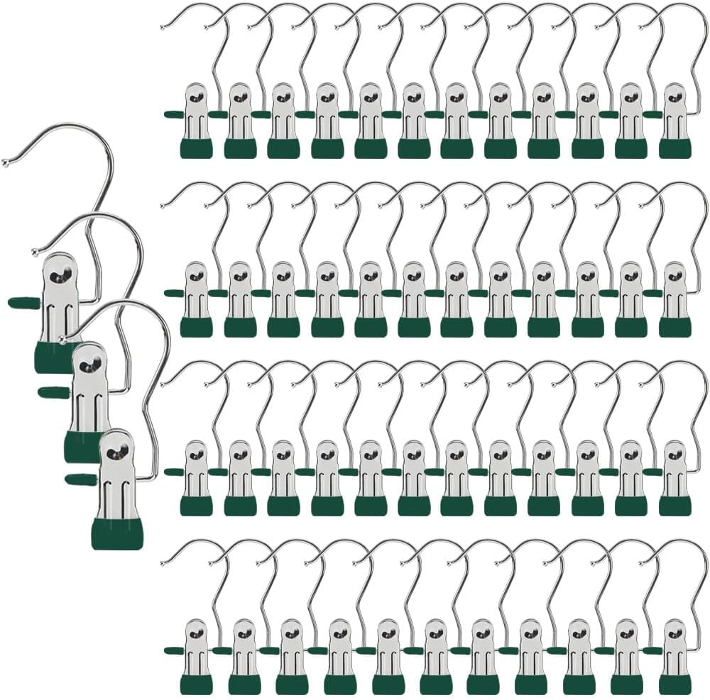 Hangers Clips,Stainless Multi Function Clip Hooks,Laundry Hanging Hooks Clips,Closet Hangers,Boot Clips， Hats Clips,Socks Clips,Pants Clips, Bras Clips(50, Pure White)