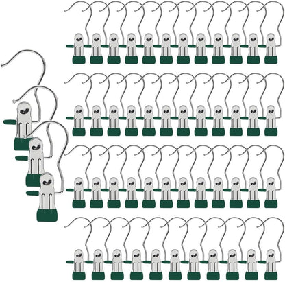 Hangers Clips,Stainless Multi Function Clip Hooks,Laundry Hanging Hooks Clips,Closet Hangers,Boot Clips， Hats Clips,Socks Clips,Pants Clips, Bras Clips(50, Pure White)
