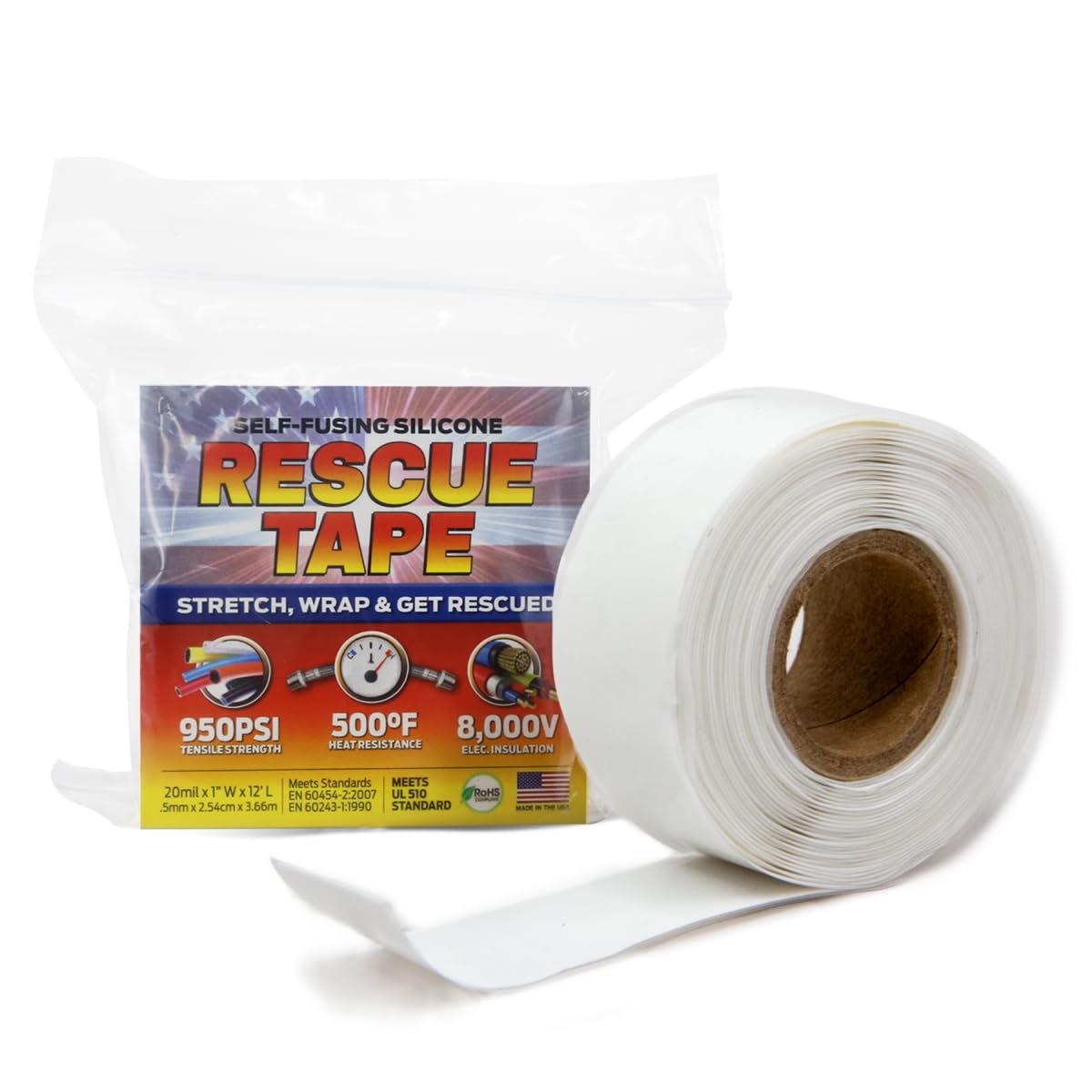 Bond It Rescue Tape, Self-Fusing Silicone for Emergency Plumbing, Pipe & Hose Repair, Electrical Insulation, Waterproof, 950 PSI, Made in USA, 1" x 12', Red