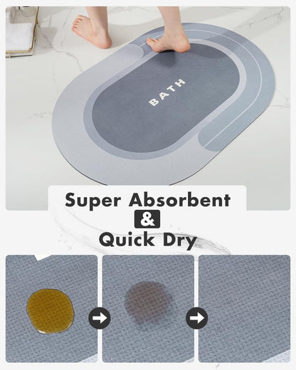 MontVoo Bath Mat - Non Slip, Quick Dry, Stain Resistant Bath Mat Rug for Bathroom Floor - Easy Care Shower Rug for Outside Bathtub - 17"x27" Grey