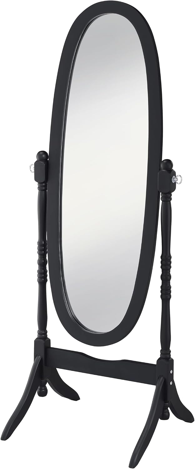 GTU Furniture Swivel Adjustable Full-Length Oval Wood Cheval Stand Floor Mirror(Pink)