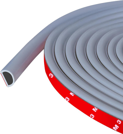 Weather Stripping Door Seal Self Adhesive Weather Strip Silicone D Shaped Door Seal Strip for Door Frame/Window Seal, 20Ft, Brown (3/8" W × 1/4" T)