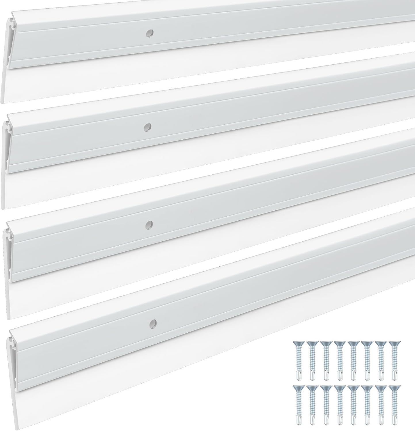 FoldTier 4 Pcs All-Season Door Sweep for Bottom of Door Exterior and Interior, Aluminum Alloy and Rubber, Commercial Weather Stripping Draft Stopper for Threshold Seal (1-3/4 x 36 Inch,Black)