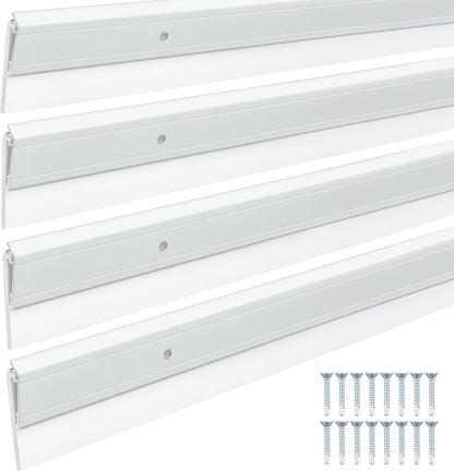 FoldTier 4 Pcs All-Season Door Sweep for Bottom of Door Exterior and Interior, Aluminum Alloy and Rubber, Commercial Weather Stripping Draft Stopper for Threshold Seal (1-3/4 x 36 Inch,Black)