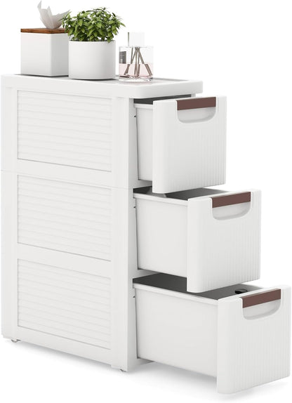 LOKO 6-Drawer Narrow Storage Cabinet, Slim Rolling Cart, Mobile Plastic Cart Container with Pull Handles, Built-in Wheels, for Living Room, Kitchen, Bathroom, Office (7.5"x16.5"x43" (6 Drawer))