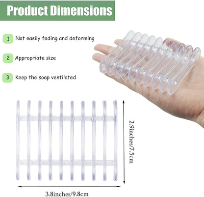 2 Pcs Plastic Bar Soap Holder Soap Tray Non-Slip Soap Saver Self Draining Soap Dish for Bar Soap Clear Soap Dryer for Shower Bathroom Kitchen Restaurant Counter