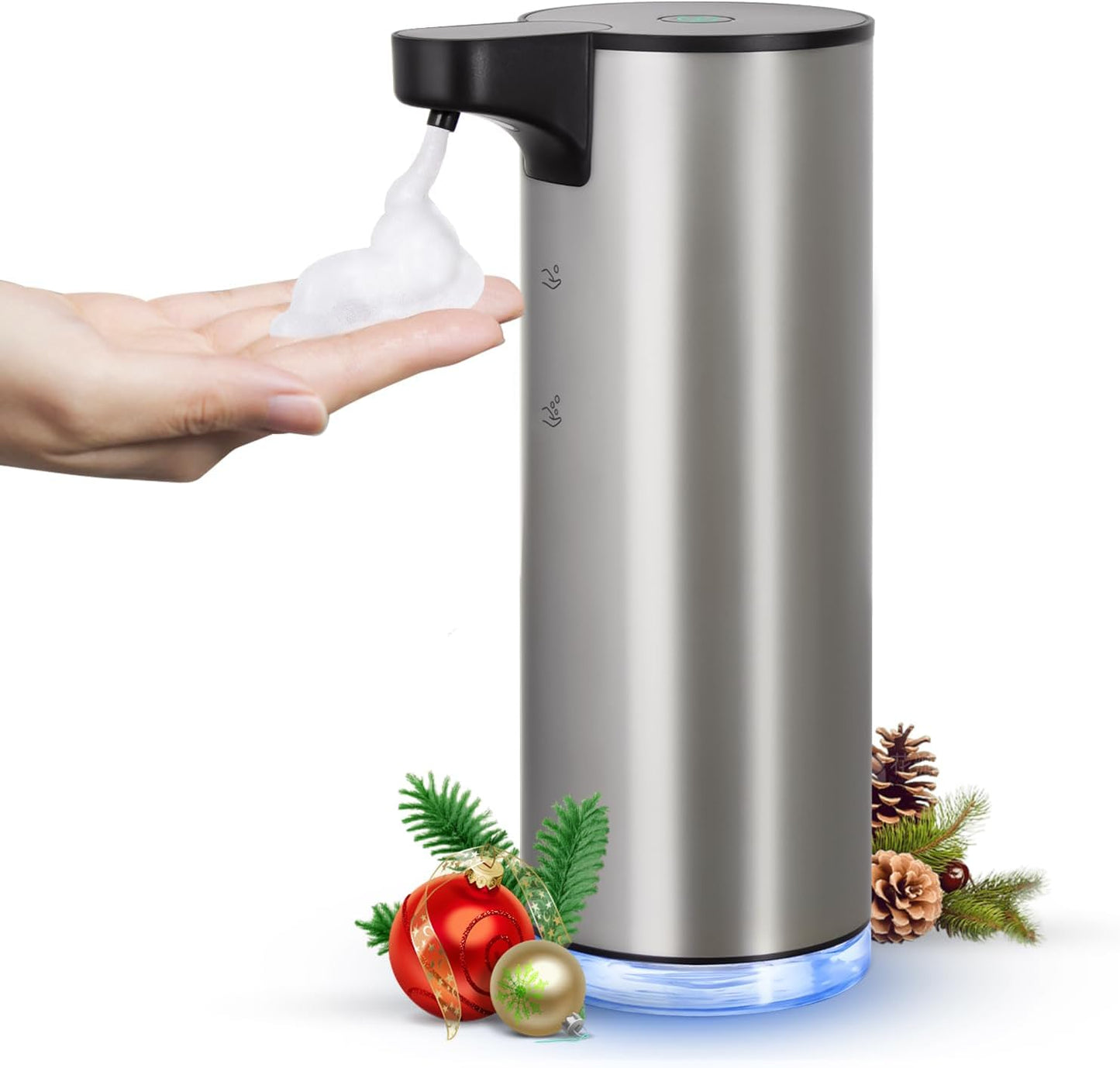 LAOPAO Automatic Soap Dispenser Foaming: Rechargeable Touchless Soap Dispenser Stainless Steel Foam Soap Dispenser for Bathroom Hand Soap Pump for Kitchen Xmas Gift, 9oz, White
