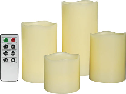 Battery Operated Flameless Candles with Remote Timer Real Wax Realistic Bright Flicker Flickering Electric Electronic LED Pillar Lights Home Wedding Party Decorations Set of 3 Rustic Texture Gray Grey