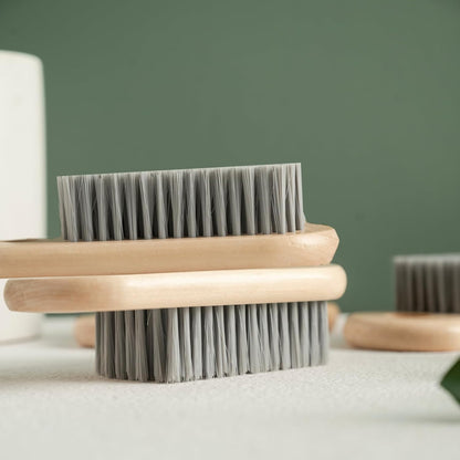 2 Pcs Wood Laundry Brush | Soft Bristle, For Shoe & Clothing Stain Removal, Easy to Grip, Scrubs Tough on Delicate, Hand Washing Clothes