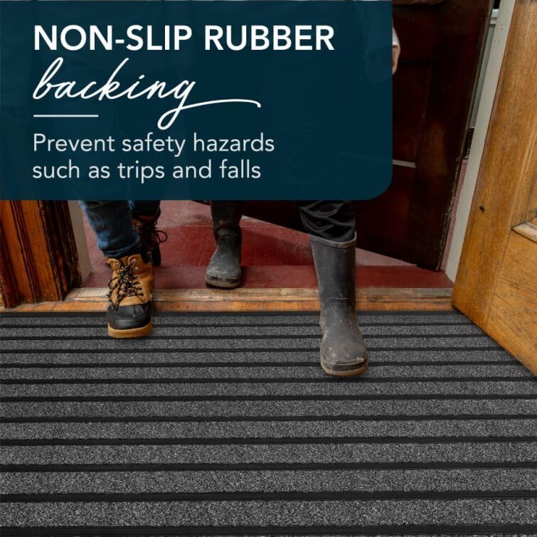 ubdyo Extra Durable Door Mat - Dirt Trapping Outdoor Welcome Mats - Non-Slip Outdoor Indoor Entrance - Low Profile Front Doormat (30" x 17", Bright Brown)