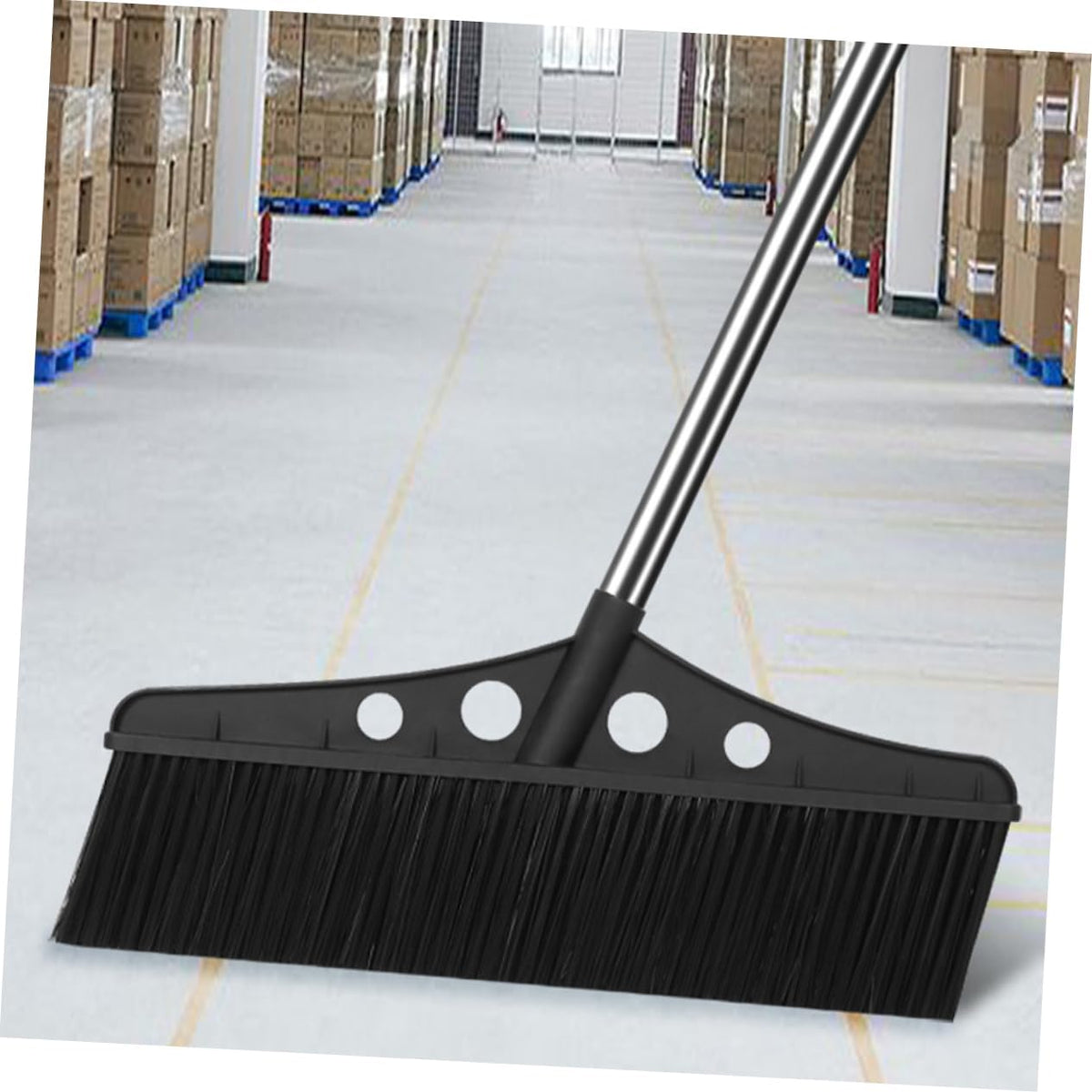Push Broom Garden Sweeper Heavy Duty Outdoor Broom with Detachable Stainless Steel Handle for Efficient Cleaning of Patios Decks and