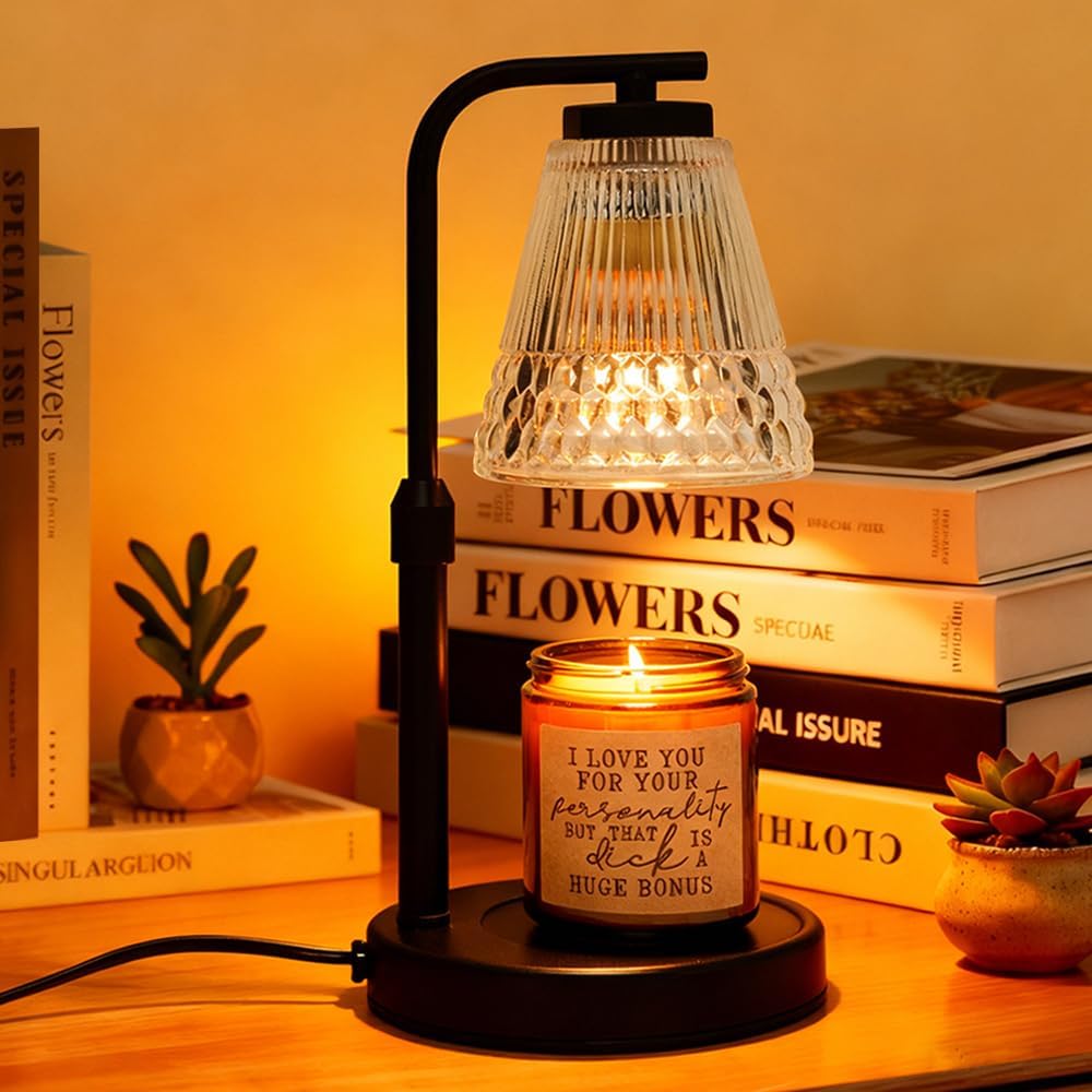 Candle Warmer Lamp, Adjustable Height & Dimmable, Candles with Timer, 2H/4H/8H Auto Off, Safe Flameless Night Light for Home Decor, Bedroom, Office, Christmas Birthday Gift for Women & Men