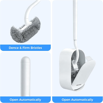 Toilet Bowl Brush and Holder, OSCIOSS Toilet Brush Set with Ergonomic Design, Compact Size, Durable Bristles, RV Toilet Brushes & Holders for Dead Corner Clean (White, 1pack)