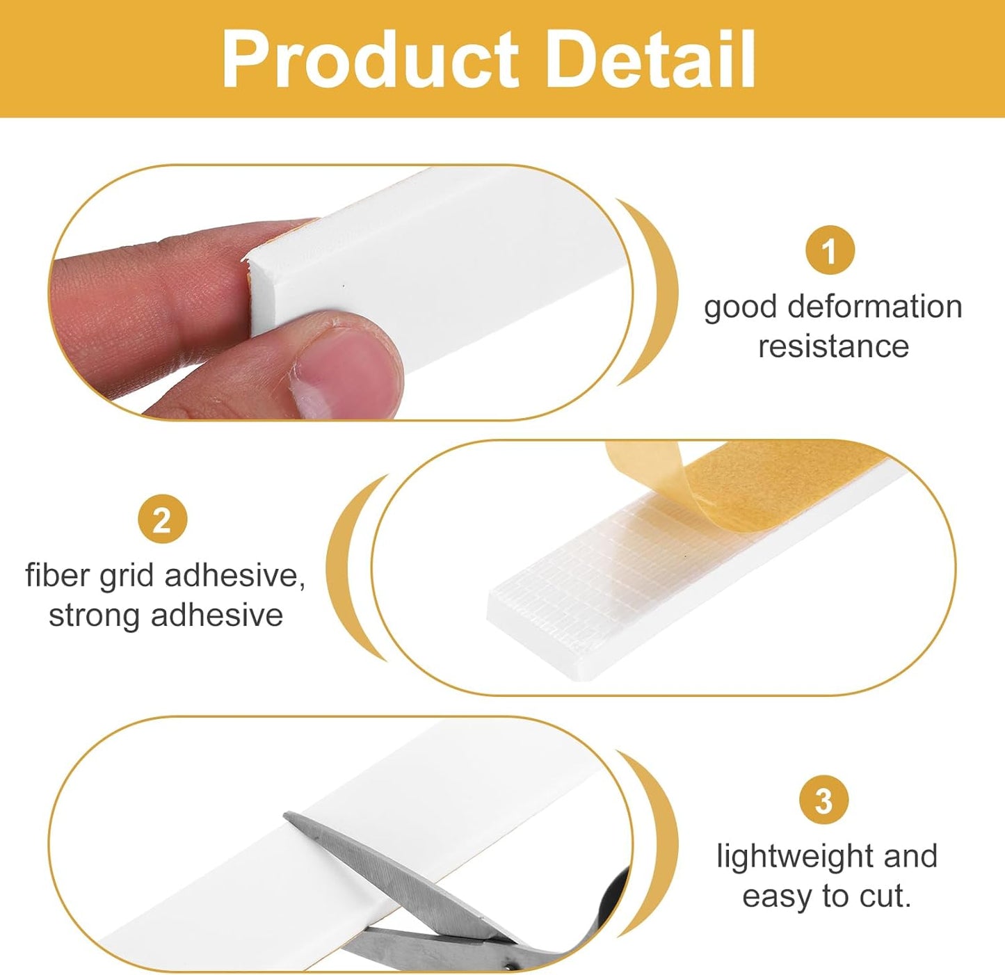 MECCANIXITY Weather Door Seal Strip Tape, Door Insulation Stripping Single Side Strong Self Adhesive Foam Tape Gap Filler for Door, Window, 1/4 Inch x 1/16 Inch x 32 Feet White 2 Pack