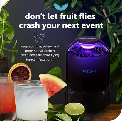 The Original Katchy Indoor Insect Trap - Fan Powered with UV Light - Fruit Fly Traps for Indoors - for Fruit Flies, Gnats, Mosquitoes, Moths (Black)