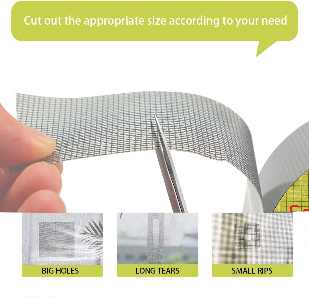 FLYZZZ Window Screen Repair Kit Tape with Stitching Thread, Gray(16.4FT), Waterproof 3-Layer Strong Adhesive Window Screen Doors Patch Tape Suitable for Covering Holes&Tears Instantly