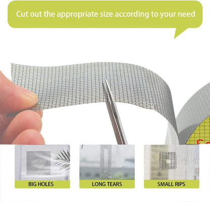 FLYZZZ Window Screen Repair Kit Tape with Stitching Thread, Gray(16.4FT), Waterproof 3-Layer Strong Adhesive Window Screen Doors Patch Tape Suitable for Covering Holes&Tears Instantly