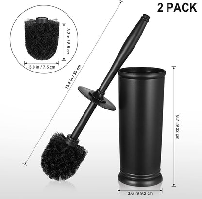 HAMITOR Toilet Bowl Brush Holder Set: 2 Pack Modern Deep Cleaning Bathroom Toilet Scrubber with Caddy for rv - Rim Decorative Accessories Cleaner Brushes for Toilet - Bronze1