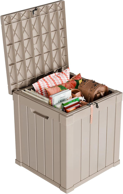 ROJIK 120 Gallon Waterproof Outdoor Deck Storage Box, Lockable Resin Patio Storage Bin with Lid for Garden Tools, Patio Cushions & Outdoor Accessories(Black)