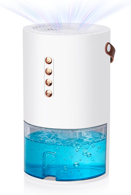 Dehumidifiers for Home, 60 Oz Small Dehumidifier for Basement. Portable Dehumidifier for Bedrooms, Bathrooms, Closets, and RVs, with Automatic Shut-off And Color Indicator Lights.