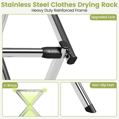 APEXCHASER Extra Large Clothes Drying Rack, Foldable & Extendable Laundry Rack with Adjustable Size (20.87"-35.43" L), Space-Saving, Rust-Resistant Frame for Indoor/Outdoor Use, White