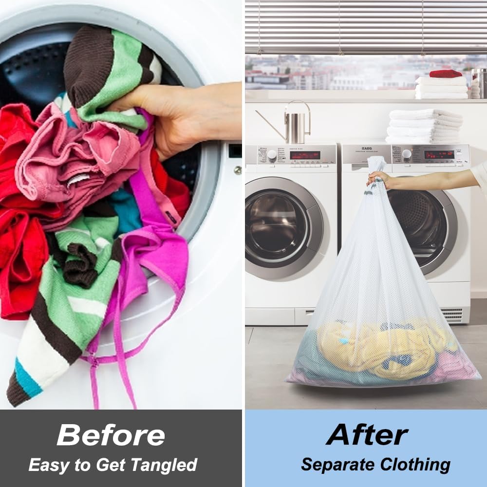 Vivifying Extra Large Mesh Laundry Bag, 2 Pack XXL Oversize Honeycomb Mesh Wash Bags for Washing Machine, Coats, Stuffed Toys, Blanket, Bedding, Sweater, Delicates Clothes (27 x 35 Inches)
