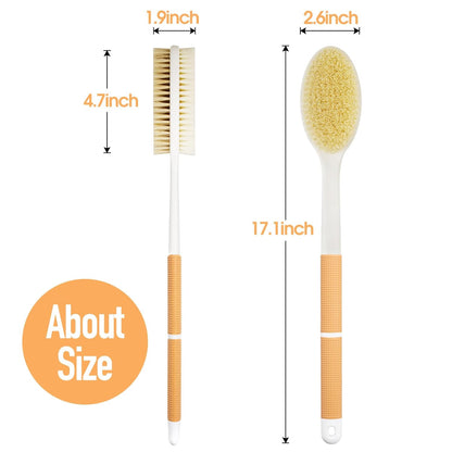 Backski Back Scrubber Anti Slip for Shower, Shower Brush Long Handle with Stiff and Soft Bristles, Body Exfoliator for Bath or Dry Brush(Blue)