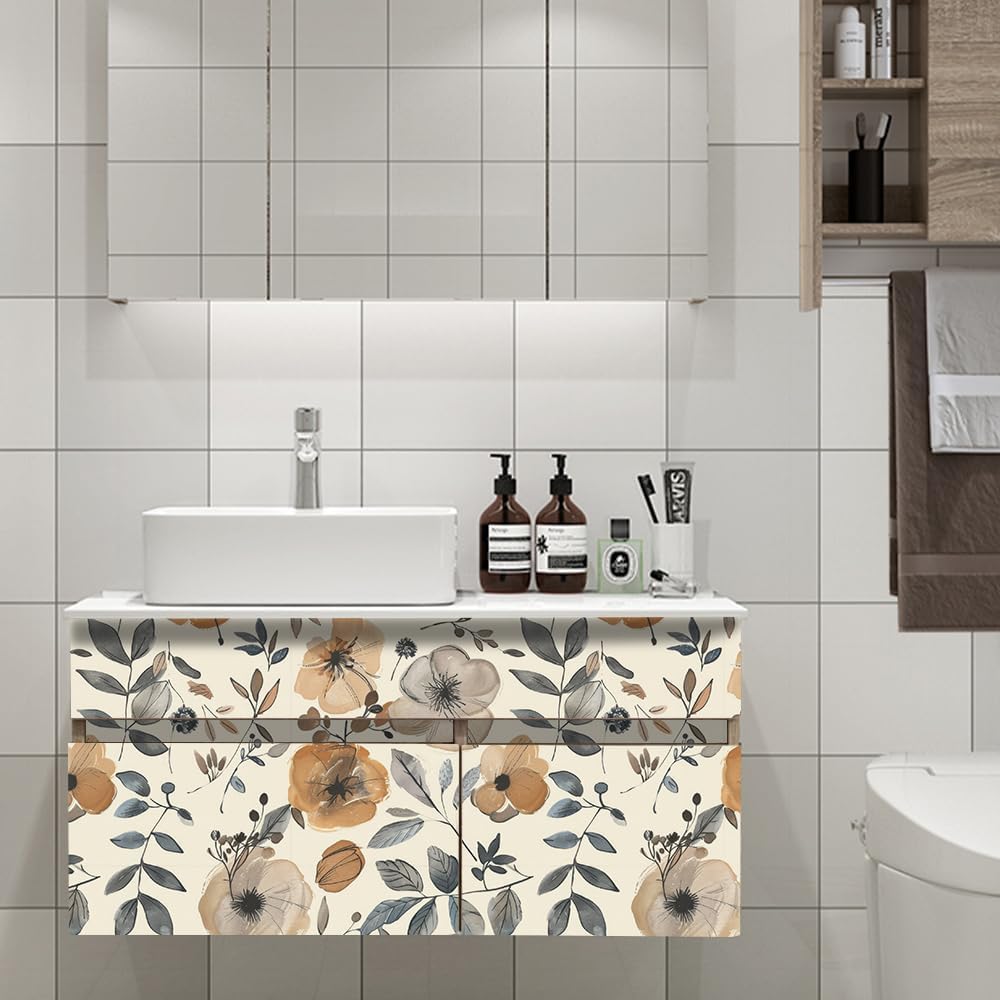 Floral Peel and Stick Wallpaper, 17.71" x 118.1" - Removable, Waterproof, Decorative Vinyl Wallpaper for Bedroom, Living Room