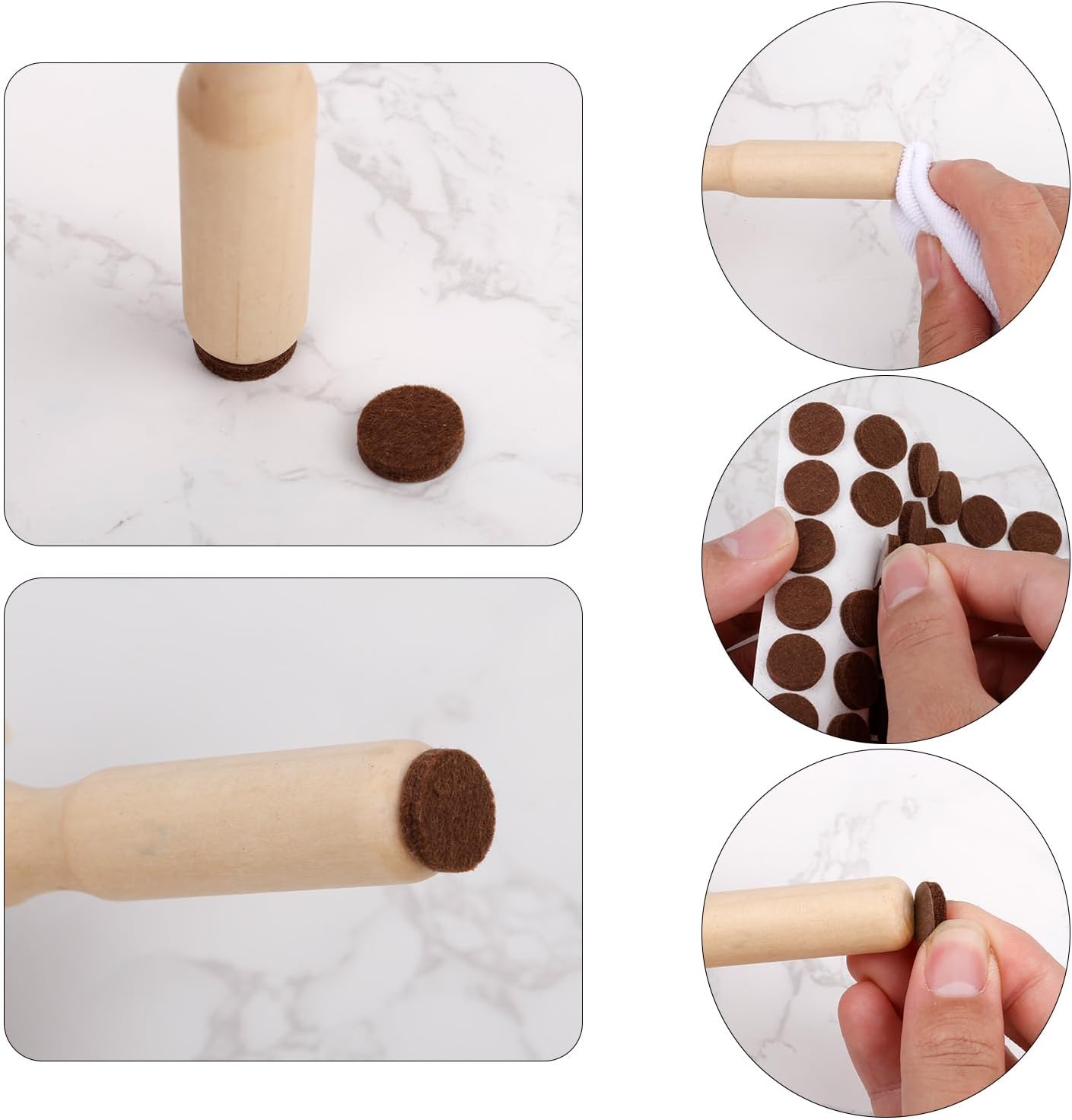 96pcs Felt Pads for Cabinet Door, 1.3cm/1/2in Round Thick Quite Small Cupboard Bumpers Self Adhesive Sticky Felt Dots Furniture Tools for Kitchen Furniture Floor Drawers Table Chair Legs Feet (Black)