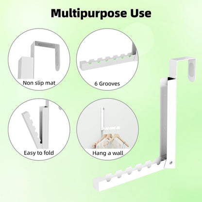 2 Pack Over The Door Hanger Folding Clothes Drying Rack, Folding Hanging Coat Rack for Indoor Laundry Room Compact Small Space Foldable Portable Clothing Hanger Hook Collapsible (Wihte-2(Upgraded))